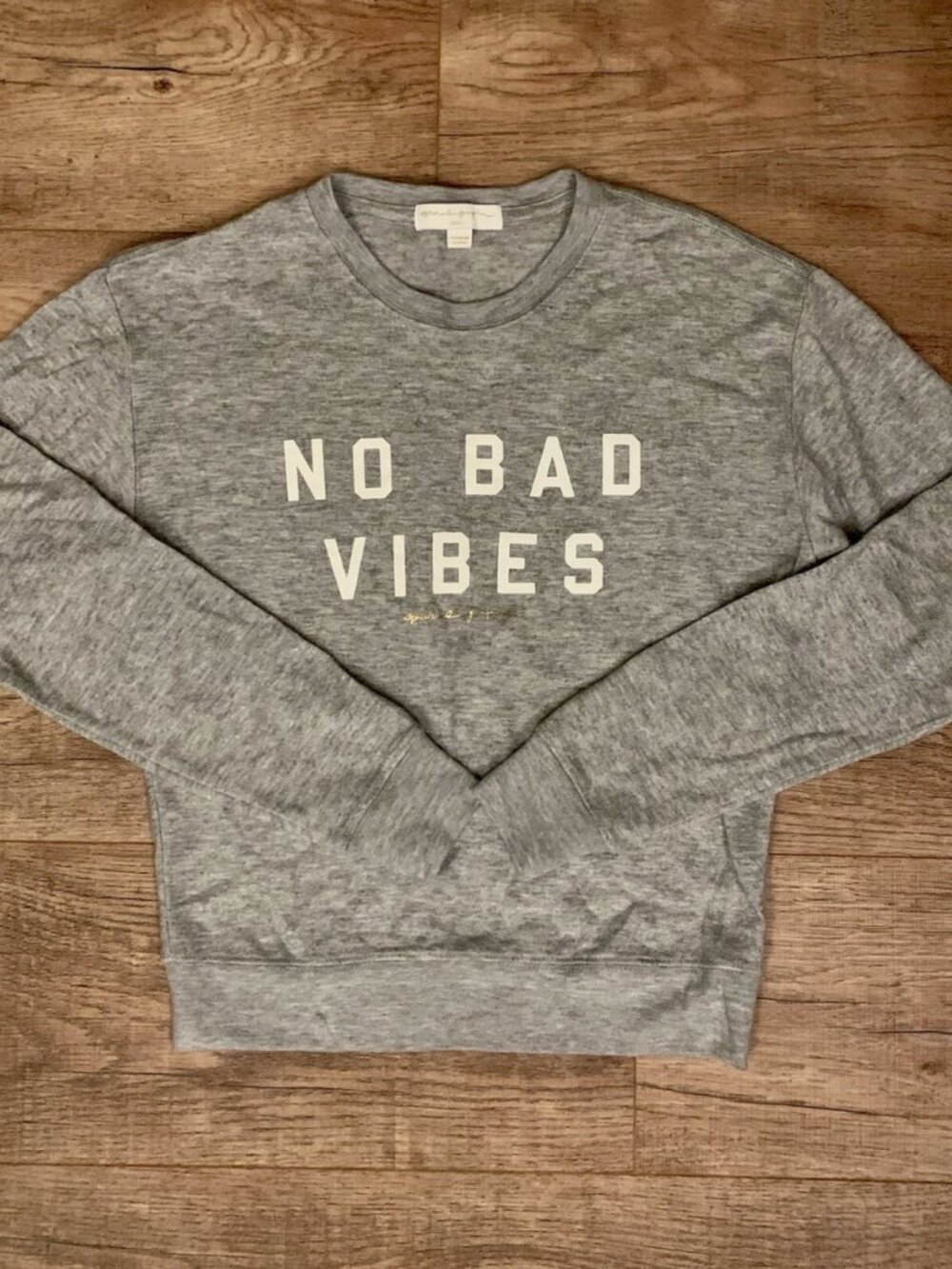 Spiritual Gangster No Bad Vibes Gray Sweater M NWT Graphic Pullover
